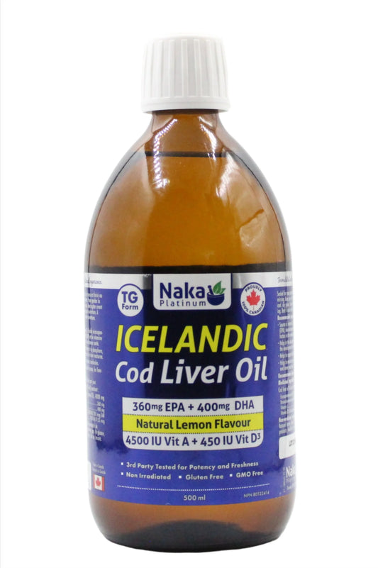 Naka Platinum Icelandic Cod Liver Oil Natural Lemon 500mL