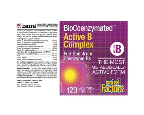 Natural Factors Active B Complex Bio Coenzymated 120 Veggie Caps