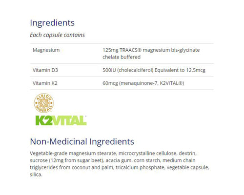 Magnesium + Vegan D3 & K2 90 Veggie Caps