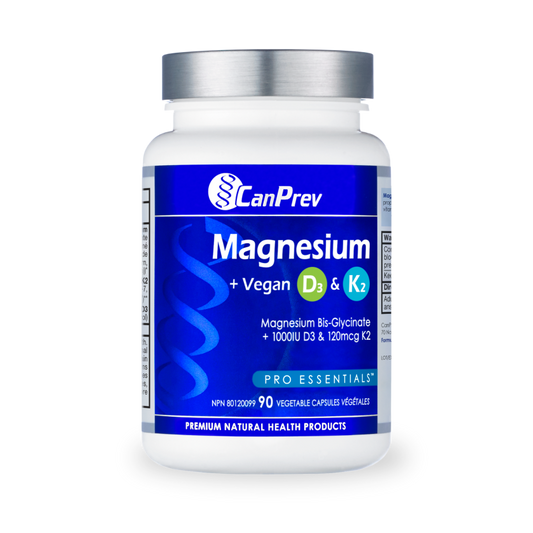 CanPrev Magnesium + Vegan D3 & K2 90 Veggie Caps