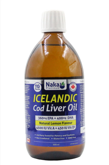 Naka Platinum Icelandic Cod Liver Oil Natural Lemon 500mL