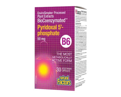 Natural Factors BioCoenzymated Pyridoxal 5 Phosphate 50mg 30 Veggie Caps