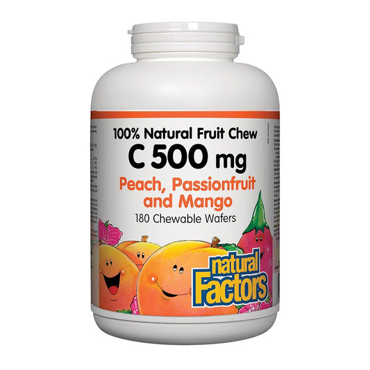 C 500 mg 100% Natural Fruit Chew, Peach, Passionfruit and Mango 180 Chewables