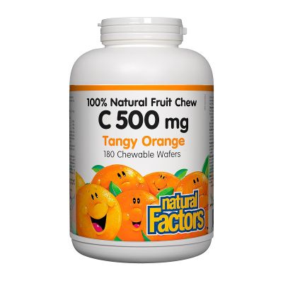 C 500 mg 100% Natural Fruit Chew, Tangy Orange 180 Chewables