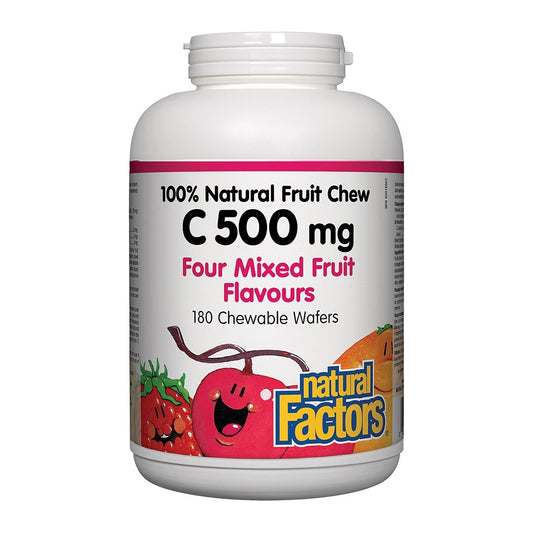 C 500 mg 100% Natural Fruit Chew, Four Mixed Fruit Flavours  180 Chewables