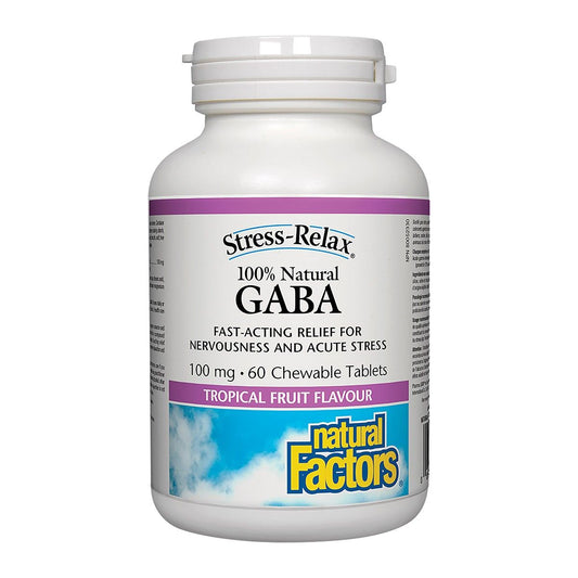 100% Natural GABA 100mg, Tropical Fruit Flavour, Stress-Relax® 60 Chewables