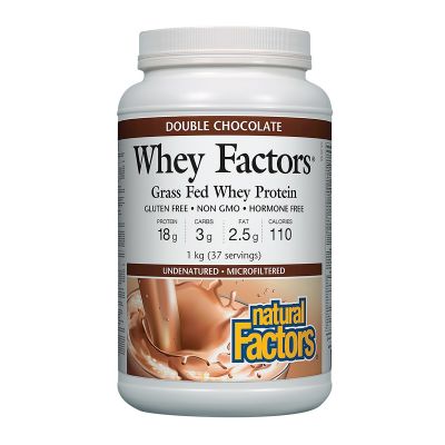 Whey Factors® 100% Natural Whey Protein, Double Chocolate 1Kg