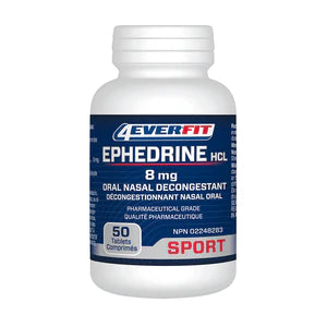 Ephedrine HCL 8mg 50 Tabs- 4EVERFIT *Limit of 3 per person (By Law)*