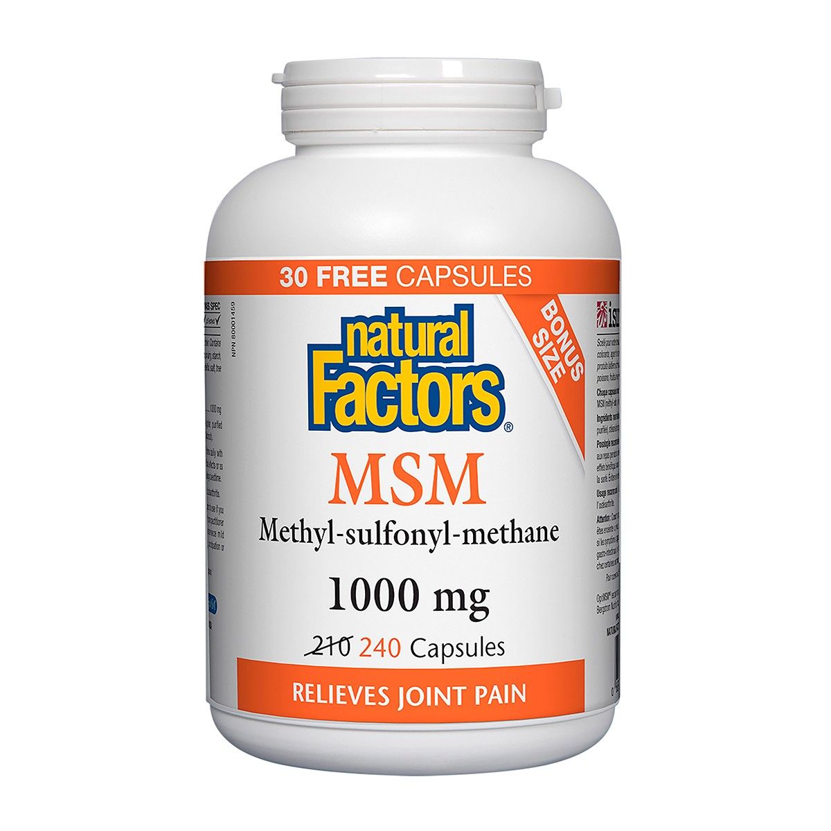 MSM Methyl-sulfonyl-methane 1000mg 240 Caps