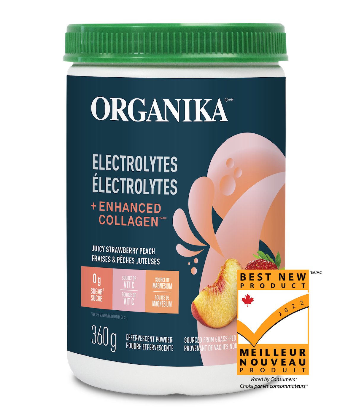 Electrolytes+Enhanced Collagen- Juicy Strawberry Peach 360g