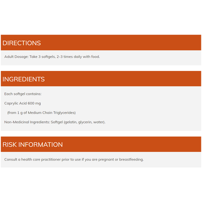 Caprylic acid 600mg 100 Gels